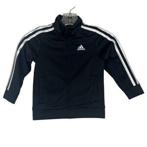 Adidas Kids Track Jacket Pockets Front Zip Black White Size 3T